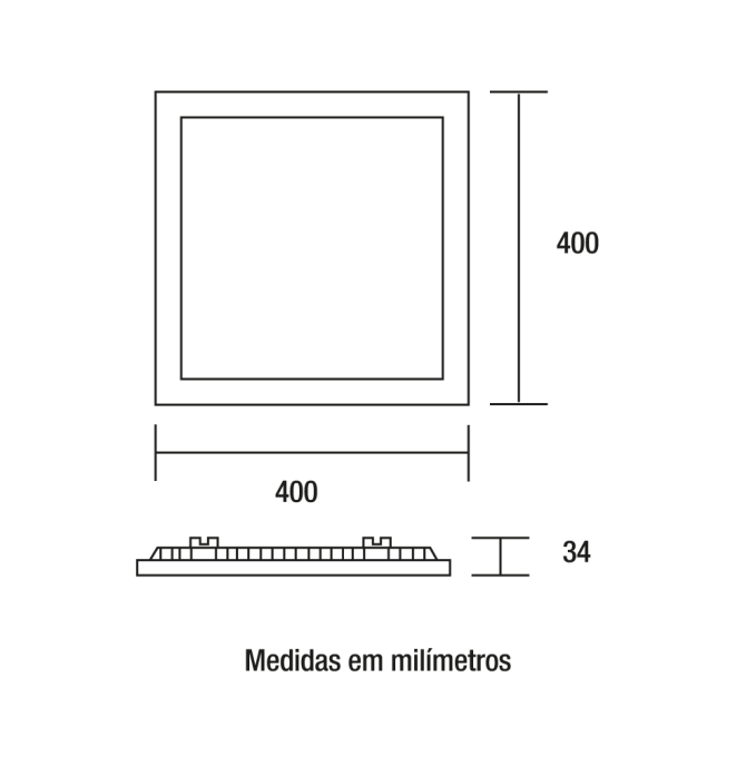 Painel Embutido Blumenau Backlight Preto 32 watts 6500K 400x400x34mm Alumínio Bivolt 83496001
