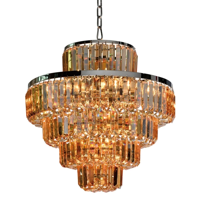 Lustre Bella Dijon Cristal Âmbar 15L E14 Ø700x600mm AQ009A
