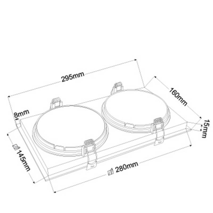 Spot Embutir Nordecor Loyo 2L PAR30 Preto 295x160x15mm 6929