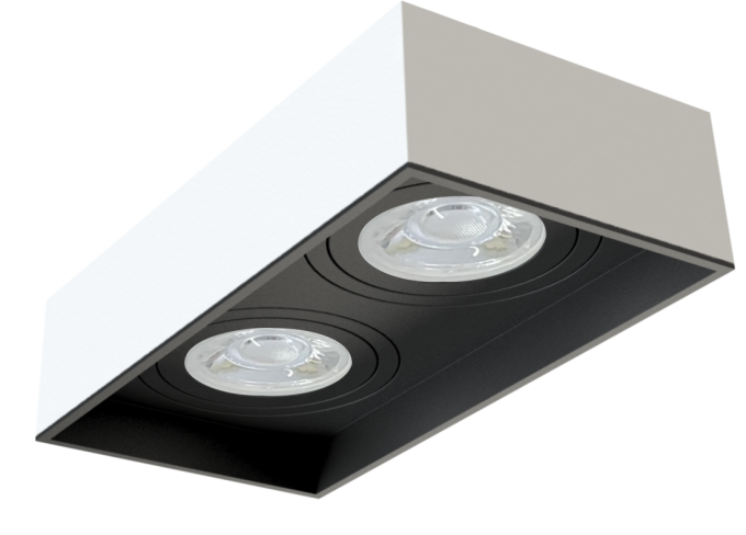 Plafon Moon Box Low Semi Embutido Duplo AR70 Branco com Recuo Preto 1061872