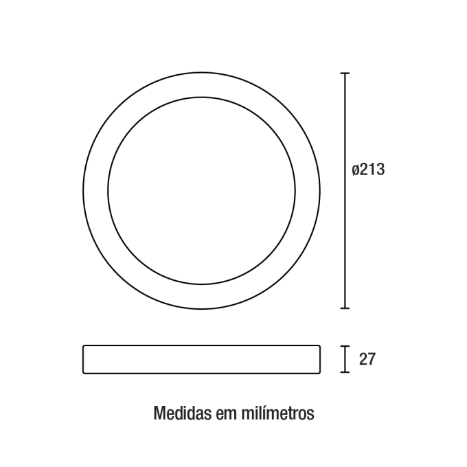 Painel Sobrepor Blumenau Redondo Tech Borda Preta 18 watts 3000K Ø213x27mm 88563001