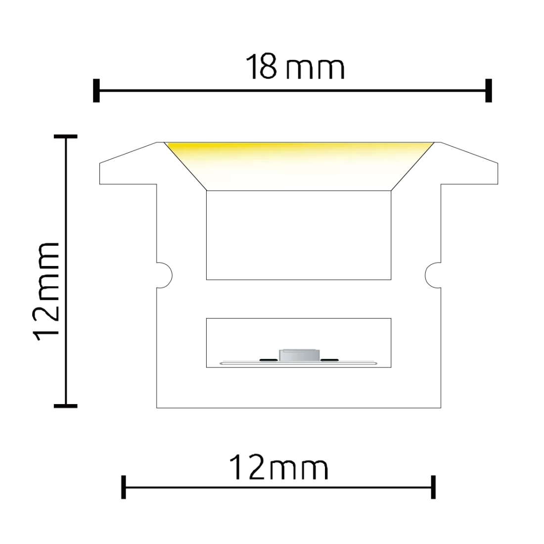 Perfil de Embutir Alpertone Flexível com Aba Curva Vertical 10 watts 4000K 24V IP20 Branco 18x12mm (Venda por Metro) 0266