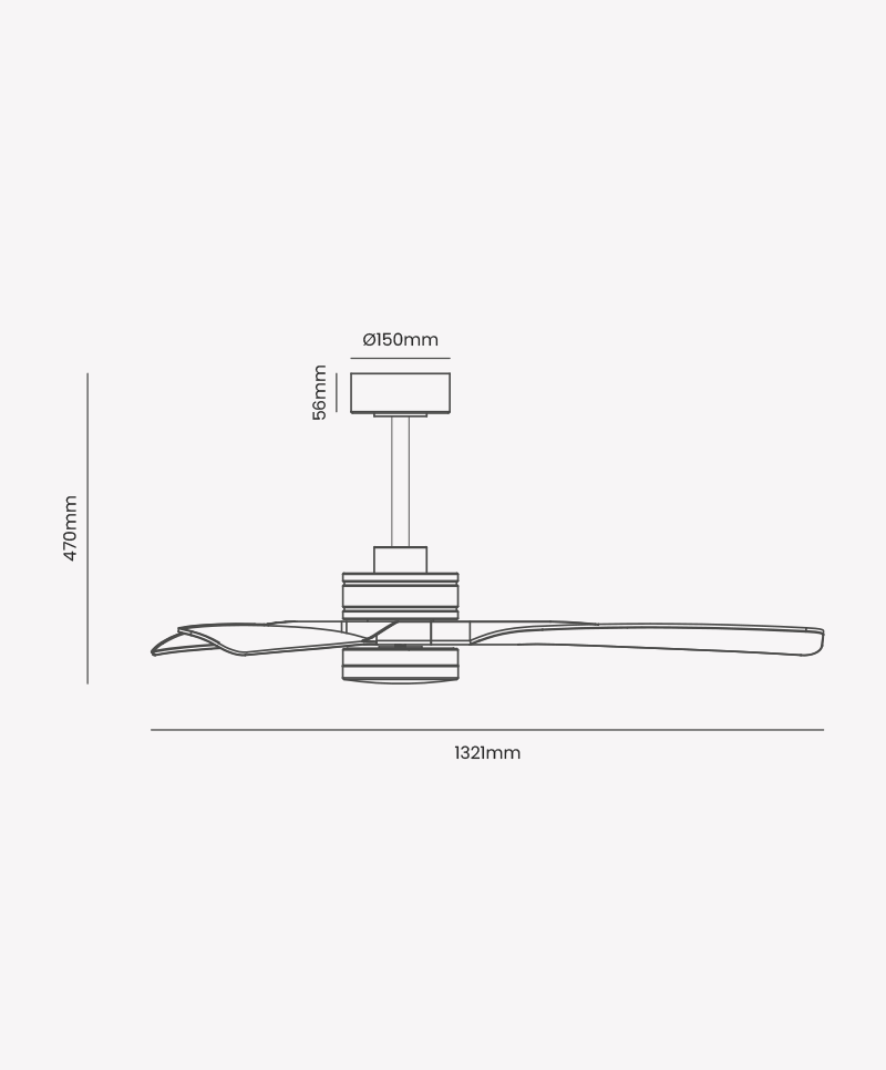 Ventilador Opus Air Havana Branco 48 watts 3000K/4000K/6500K Ø1321mm IP20 120° Bivolt OPS 88804