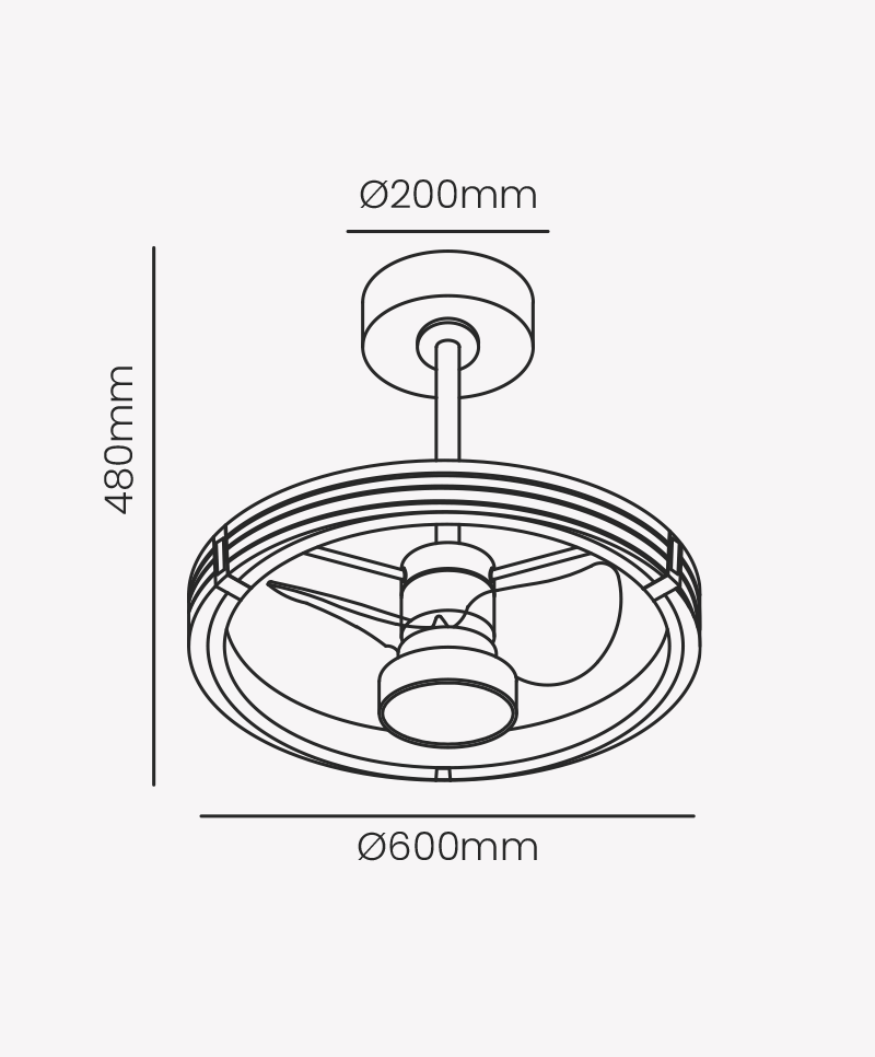 Ventilador Opus Dourado Air Luxxi 55 watts 3000K/4000K/6500K Ø460mm IP20 120° Bivolt AC 32337
