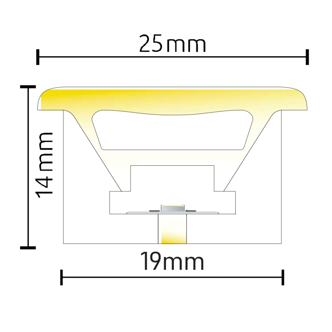 Perfil de Embutir Alpertone Flexível Aba Curva Vertical 16 watts 3000K 24V IP65 Branco 25x14mm (Venda por Metro) 0268-3