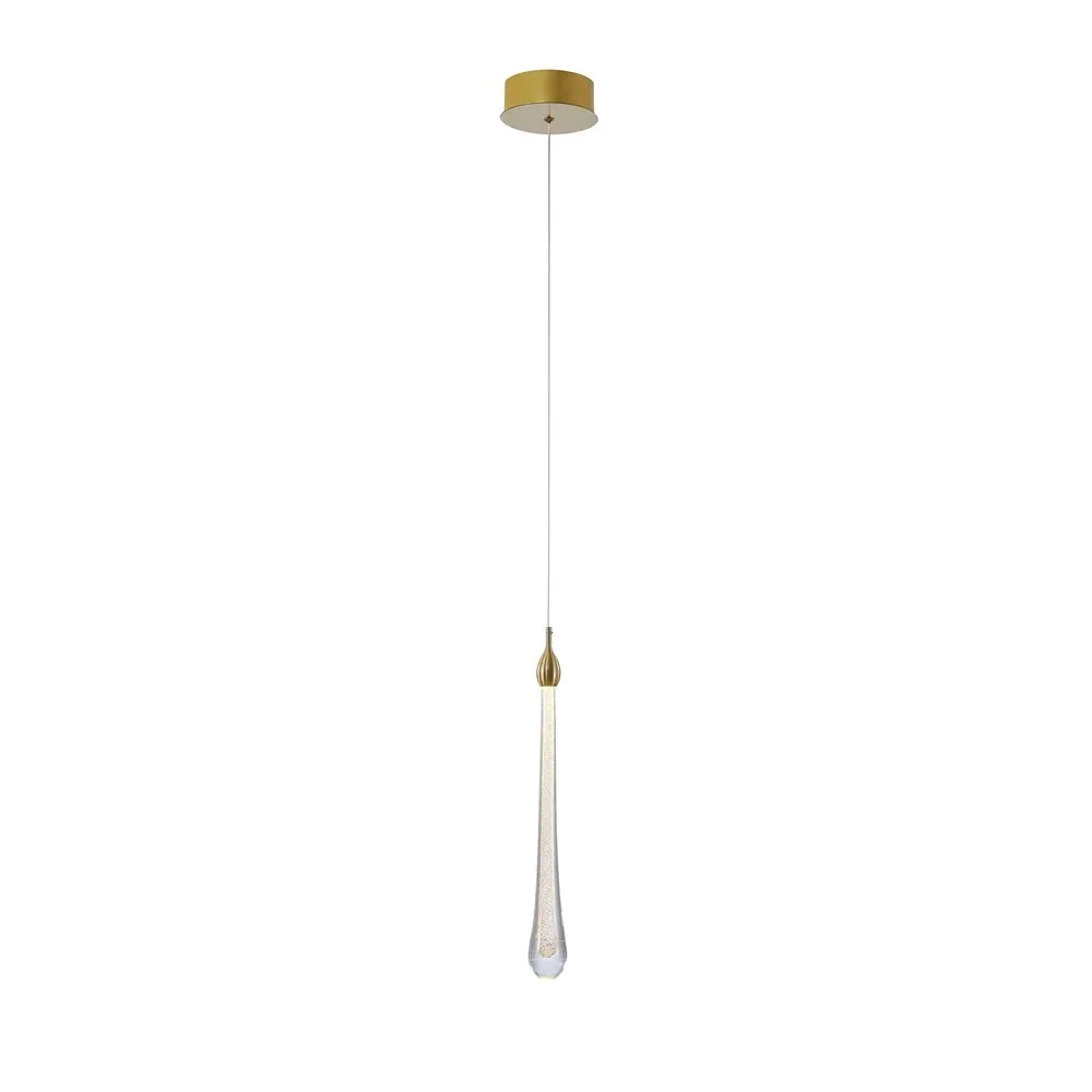 Pendente Bella Goccia Metal Dourado 3 watts 3000K Ø120x410mm OC002S