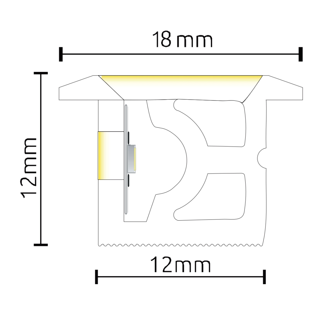 Perfil de Embutir Alpertone Flexível com Aba Curva Horizontal Branco 18x12mm (Venda por Metro) 0267