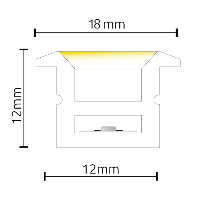 Perfil de Embutir Alpertone Flexível com Aba Curva Vertical 10 watts 4000K 24V IP20 Branco 18x12mm (Venda por Metro) 0266