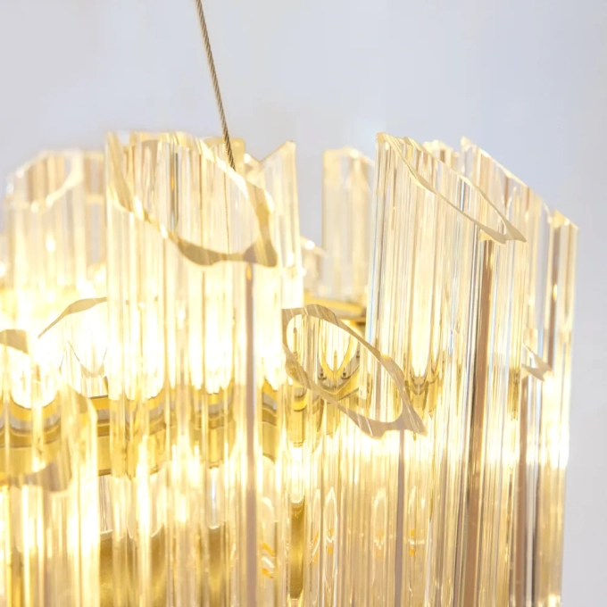 Pendente Bella Floro Cristal Transparente e Dourado 8L E14 Ø600x250mm Bivolt FLO1PD01TR060