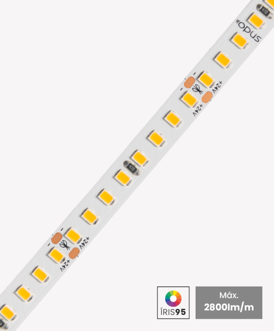 Fita de LED Opus 20 watts/m 24V 4000K 192 leds IRC95 IP20 8mm (Rolo 5 metros) OPS 86770