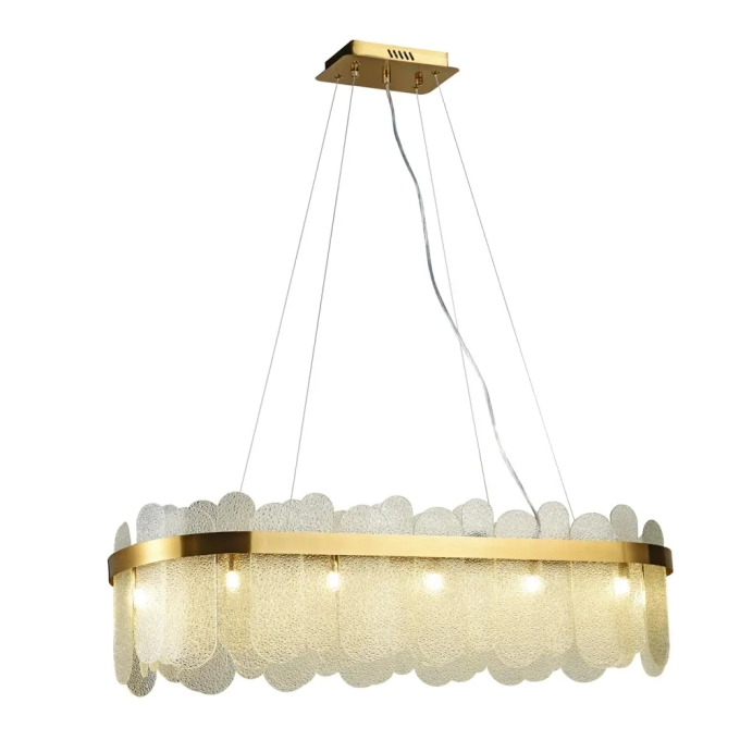 Pendente Bella Nexia Vidro e Metal Dourado 12L G9 350x1000x280mm BC004