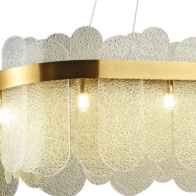 Pendente Bella Nexia Vidro e Metal Dourado 12L G9 350x1000x280mm BC004