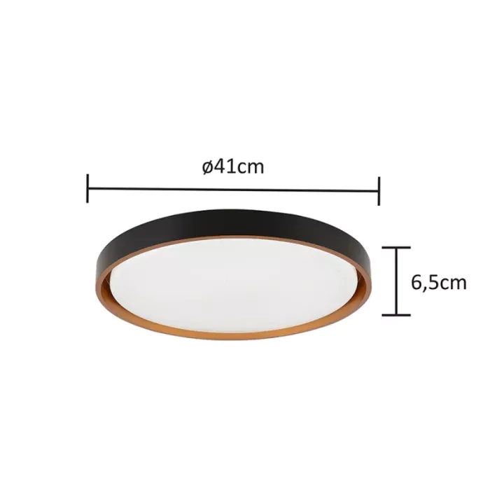 Plafon Hevvy Montana Redondo Preto e Dourado (Cobre) 24 watts 3000K 4000K E 6000K Ø410mm LY-8762M PT+DR