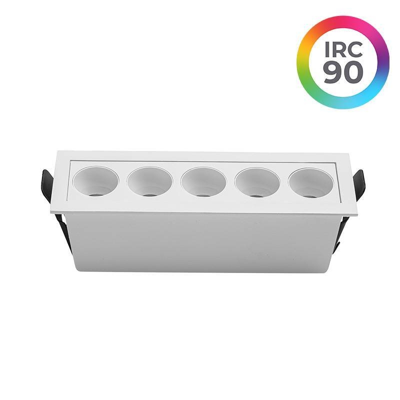 Embutido Nordecor Downlight Powerus 5 Focos 10 watts Branco 3000K IRC90 38° Bivolt 148x45x50mm 6733