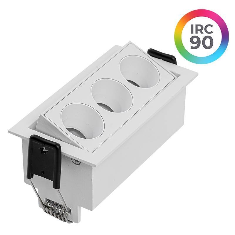 Embutido Nordecor Downlight Powerus Direcionável 3 Focos 6 watts Branco 3000K IRC90 35° Bivolt 100x44x52mm 6731
