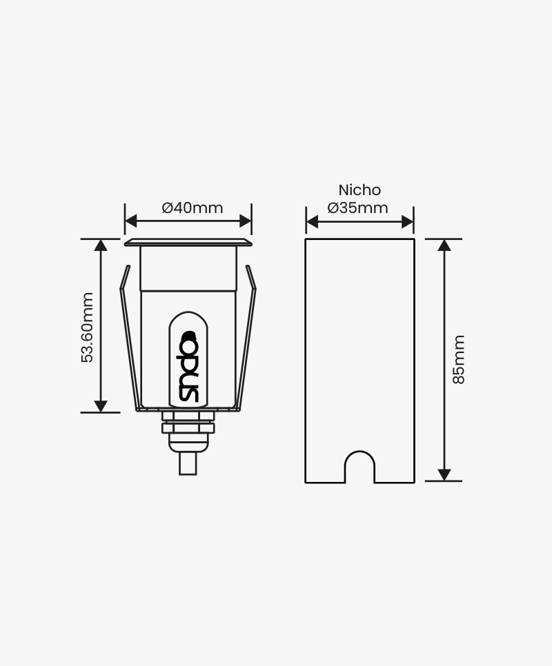 Embutido Solo Opus LED 1,5 waats 2700K Inox IP67 39x53mm OPS 30203