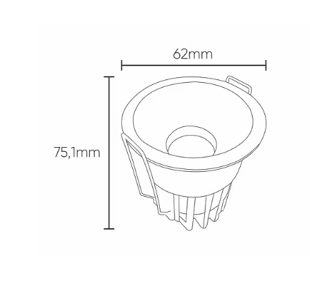 Embutido Alpertone Downlight Hodes 7 watts 15° IRC90 Bivolt Preto Ø62x75mm 011739/011742