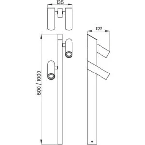 Poste Balizador Usina Side IP65 3L MR11 135X122X1000mm 25160 100