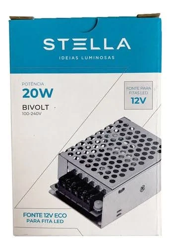 Fonte 12V Stella Colméia 1,6A 20 watts IP20 Bivolt 85x60x30mm STH21891