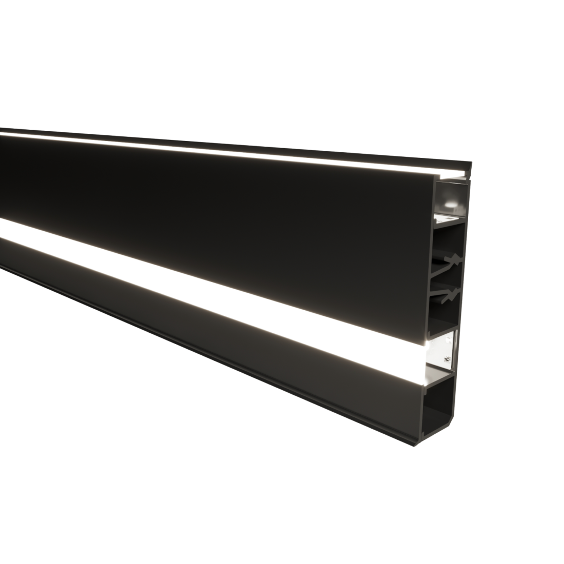 Perfil Alpertone Sobrepor Rodapé Zeta 80x19mm Barra 3 Metros Preto 0501P3