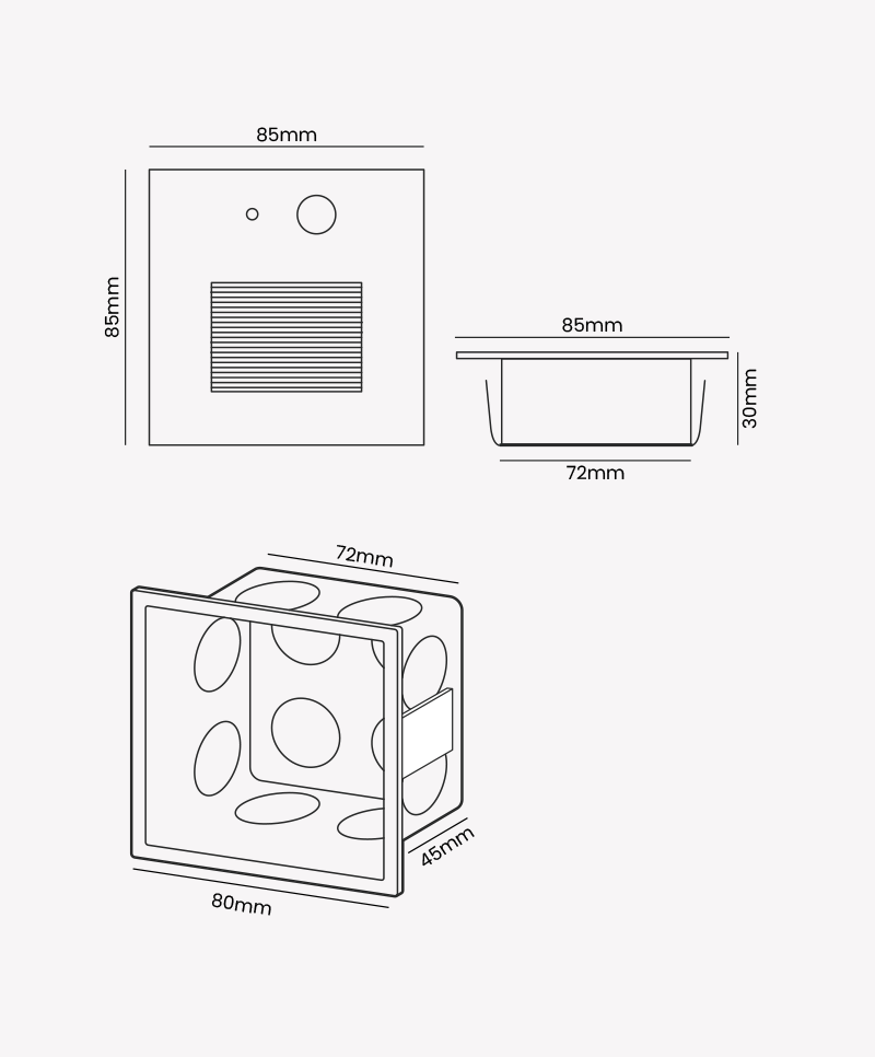 Balizador Opus Sentinela com Sensor 3 watts 3000K 160° IP65 IRC90 Preto 85x85x30mm OPS 88552


