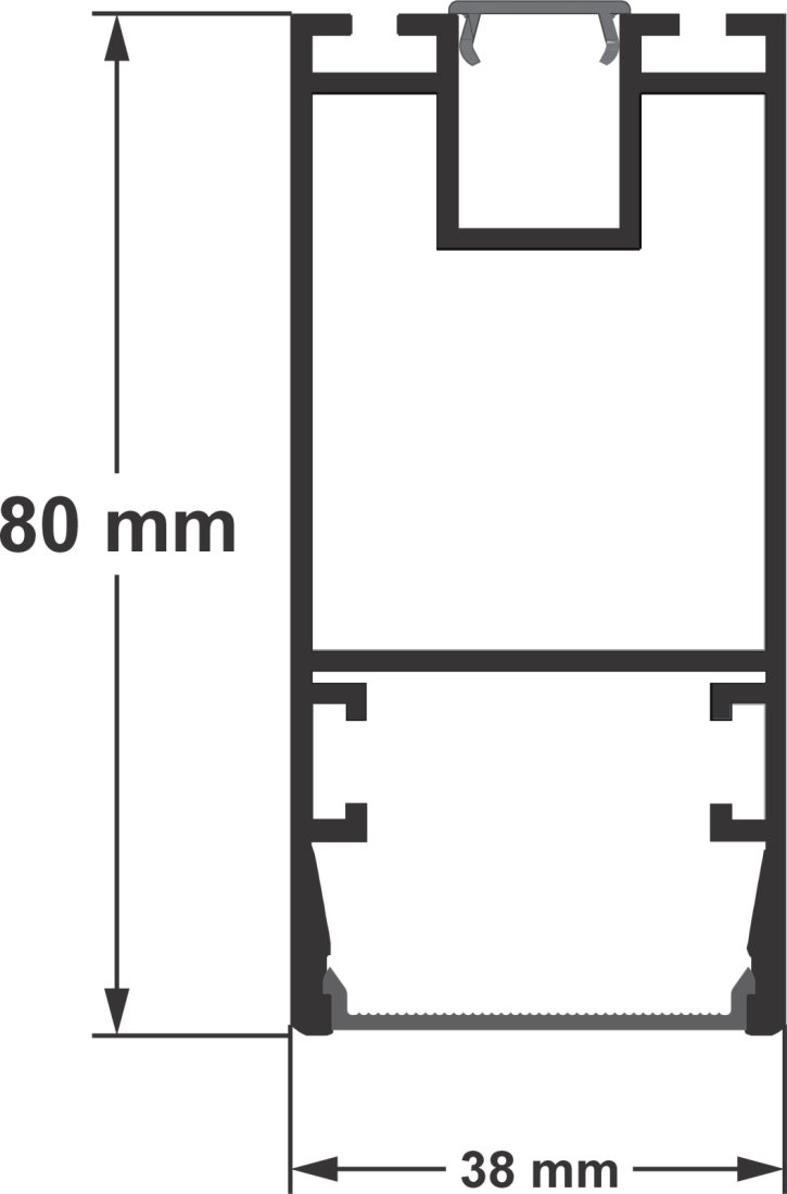 Perfil Sobrepor Alpertone Dual 80x38mm Barra 3 Metros Preto 038P3T