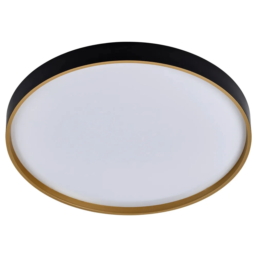Plafon Hevvy Led Toronto Preto c/ Dourado 24 watts 3000K 4000K 6000K 330mm LY-8798AM PT+DR