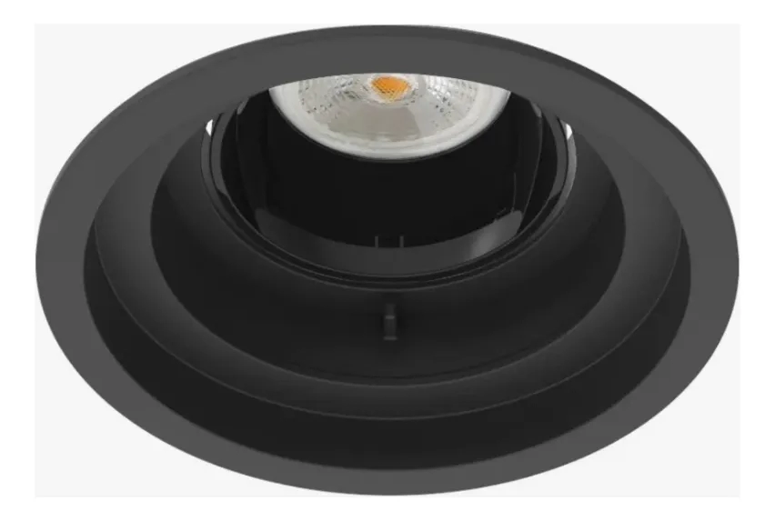 Embutido Interlight Semi Broda Orientável Redondo PRETO 1L Dicroica MR16 Ø91x35mm IL 4743