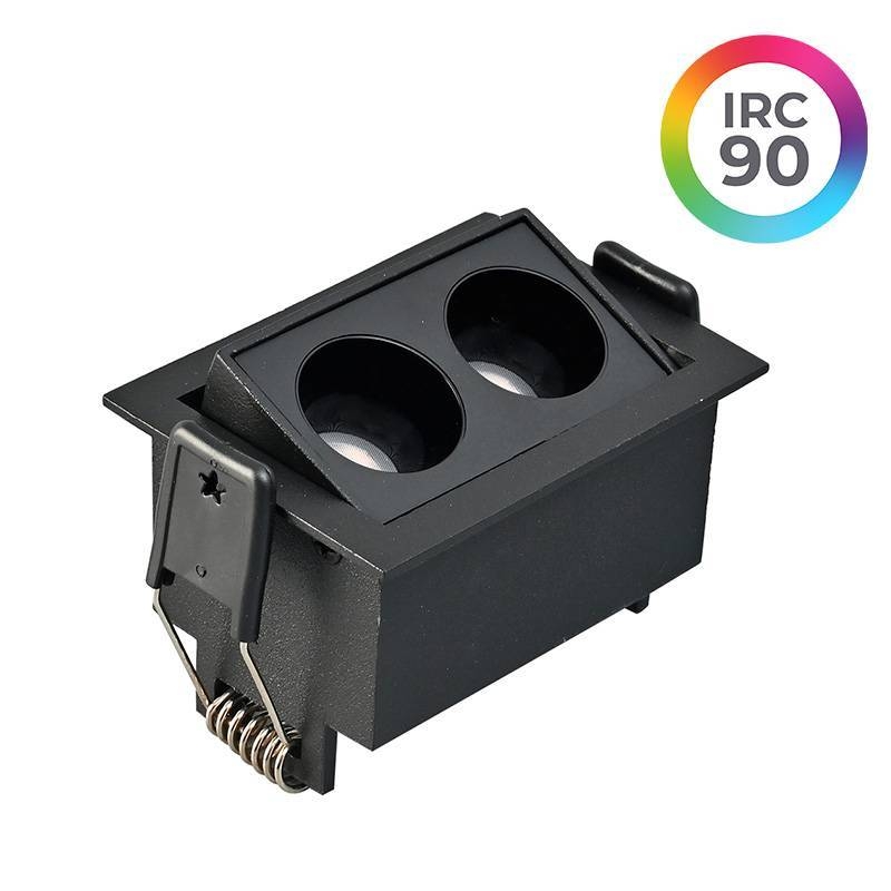 Embutido Nordecor Downlight Powerus Direcionável 2 Focos 4 watts Preto 3000K IRC90 38° Bivolt 70x52x46mm 6634