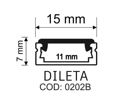 Perfil Sobrepor Alpertone Dileta Slim 15x7mm Barra 2 Metros Preto 202P2L