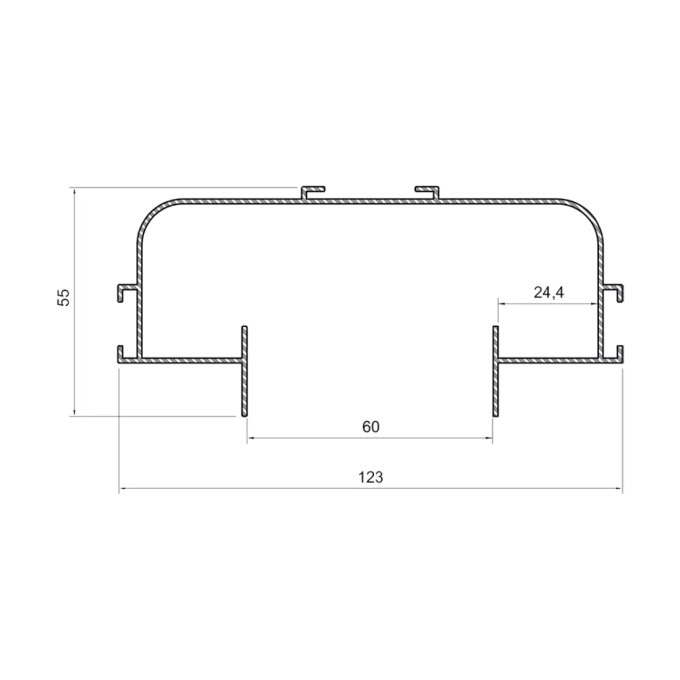 Sistema Linear Usina No Frame Infinity Duplo (Somente Perfil) 123x59x1500mm 30010/1500