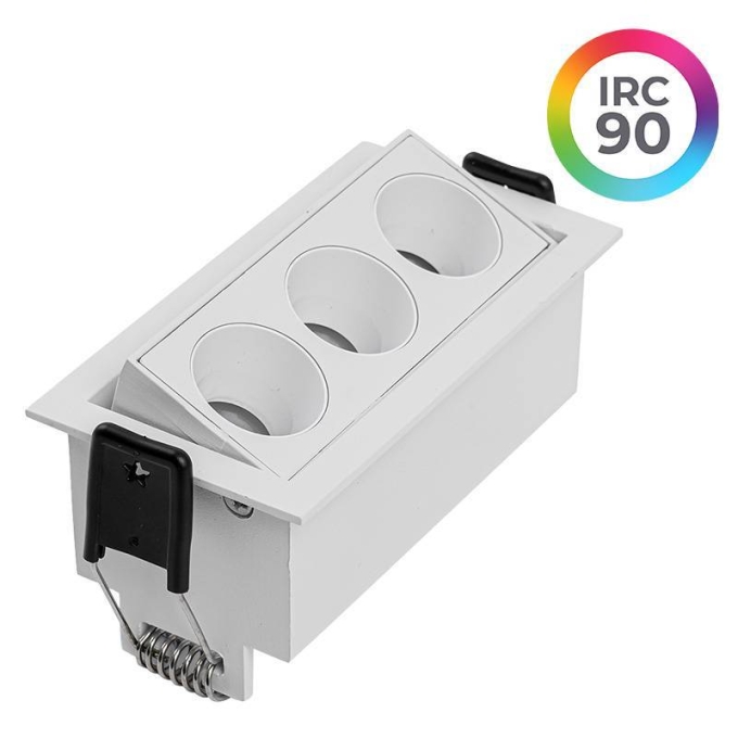 Embutido Nordecor Downlight Powerus Direcionável 3 Focos 6 watts Branco 4000K IRC90 35° Bivolt 100x44x52mm 6790