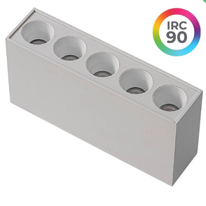  Spot Sobrepor Nordecor Downlight Powerus 5 Focos 10 watts 3000K Branco IRC90 35° Bivolt 137x35x70mm 6856