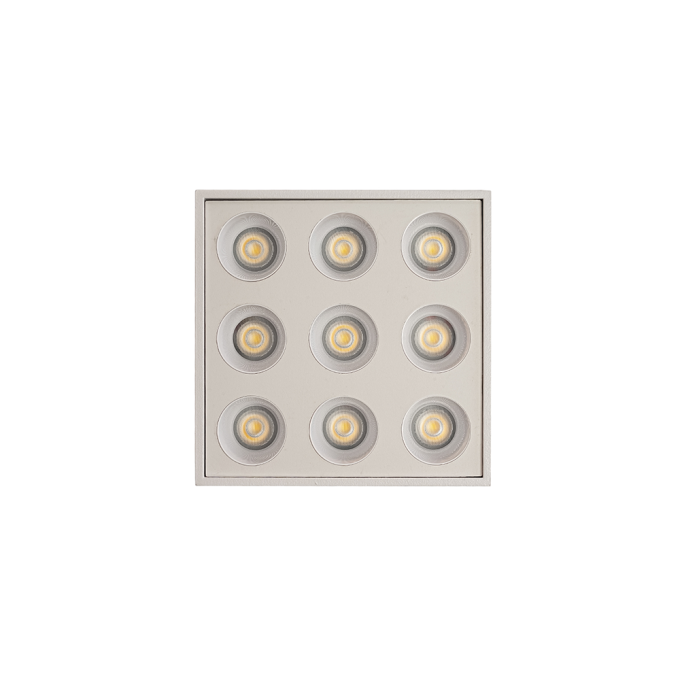 Spot Sobrepor Nordecor Downlight Powerus 9 Focos 18 watts 3000K Branco IRC90 24° Bivolt 96x96x81mm 6858