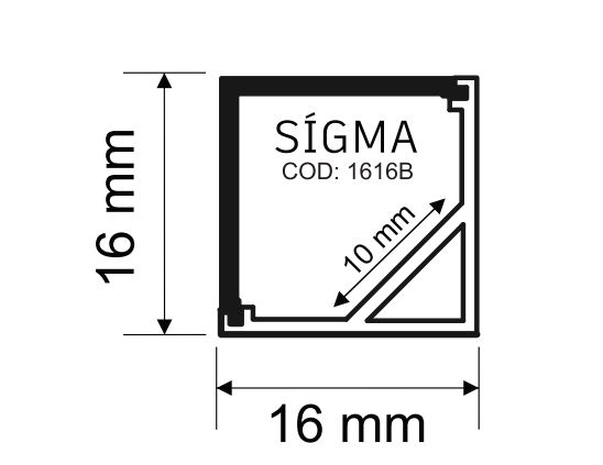 Perfil Sobrepor Alpertone Sigma 16x16mm Barra 2 Metros 616A2L / 616B2L / 616P2L