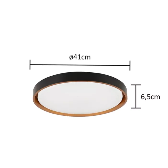 Plafon Hevvy Montana Redondo Preto e Dourado (Cobre) 24 watts 3000K 4000K E 6000K Ø410mm LY-8762M PT+DR