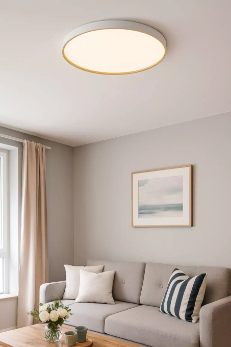 Plafon Hevvy Led Toronto Branco c/ Dourado 24 watts 3000K 4000K 6000K 330mm LY-8798AM BC+DR