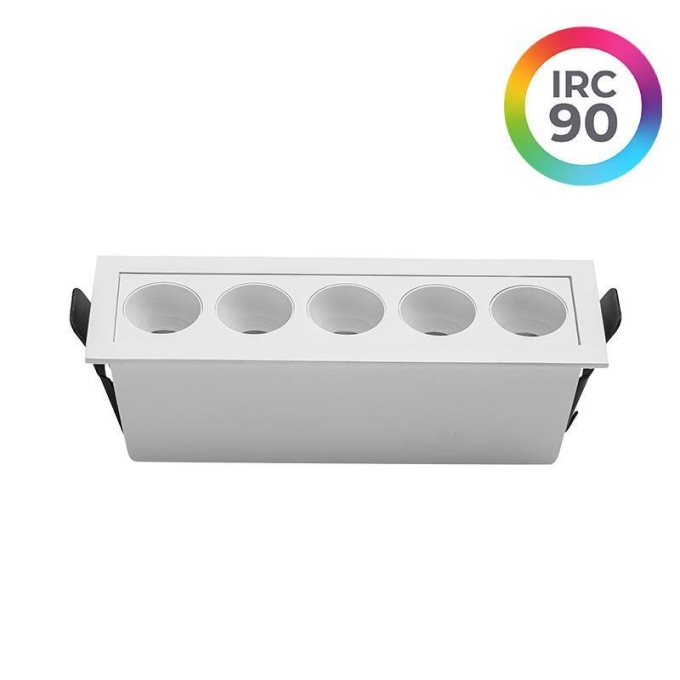 Embutido Nordecor Downlight Powerus 5 Focos 10 watts Branco 3000K IRC90 38° Bivolt 148x45x50mm 6733