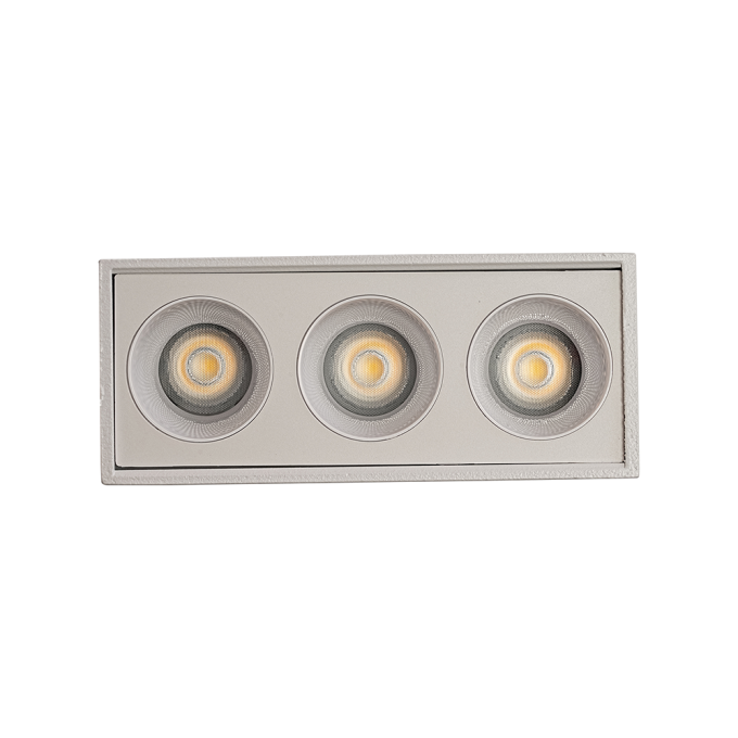  Spot Sobrepor Nordecor Downlight Powerus 3 Focos 6 watts 3000K Branco IRC90 35° Bivolt 84x36x70mm 6855