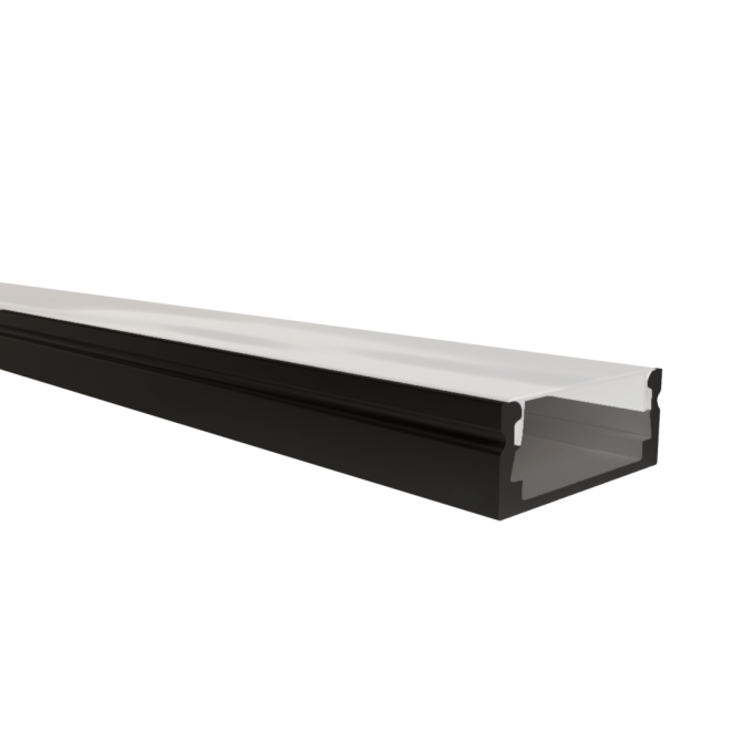Perfil Sobrepor Alpertone Dileta Slim 15x7mm Barra 2 Metros Preto 202P2L