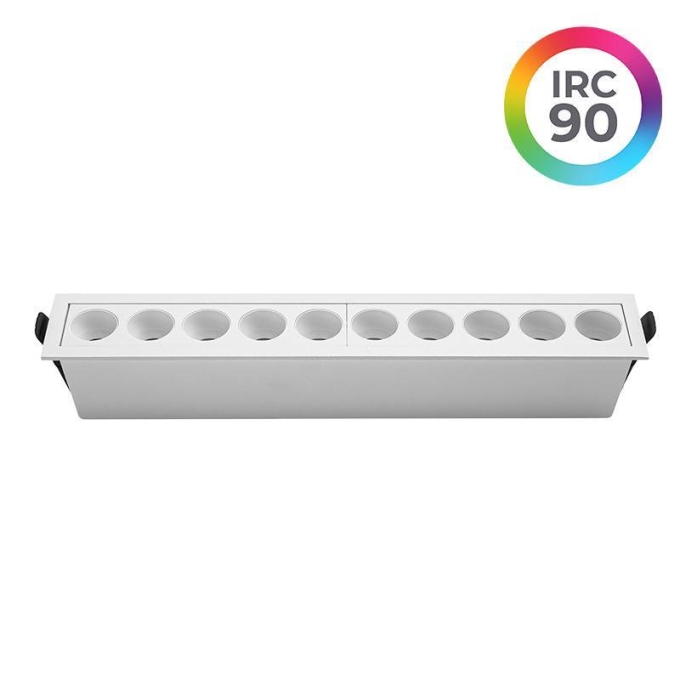 Embutido Nordecor Downlight Powerus 10 Focos 20 watts Branco 4000K IRC90 24° Bivolt 280x45x50mm 6796