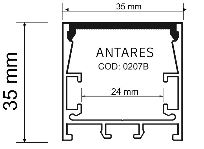 Perfil Sobrepor Alpertone Antares 35x35mm Barra 2 Metros 207A2P / 207B2P / 207P2P