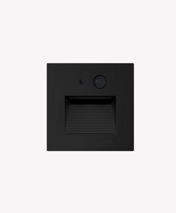 Balizador Opus Sentinela com Sensor 3 watts 3000K 160° IP65 IRC90 Preto 85x85x30mm OPS 88552


