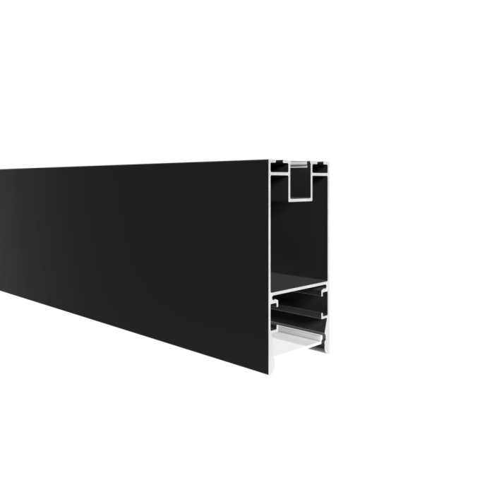 Perfil Sobrepor Alpertone Dual 80x38mm Barra 3 Metros Preto 038P3T