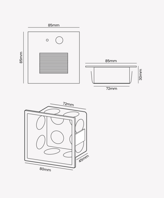 Balizador Opus Sentinela com Sensor 3 watts 3000K 160° IP65 IRC90 Preto 85x85x30mm OPS 88552


