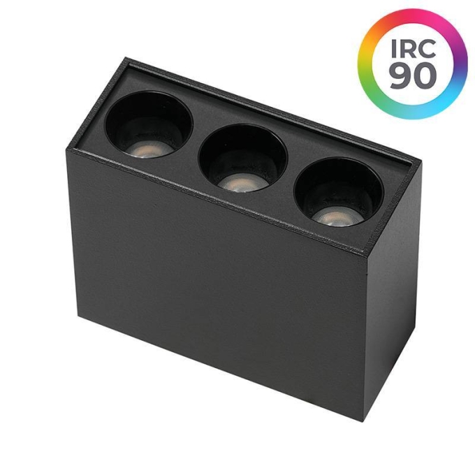  Spot Sobrepor Nordecor Downlight Powerus 3 Focos 6 watts 4000K Preto IRC90 35° Bivolt 84x36x70mm 6805