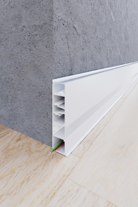 Perfil Alpertone Sobrepor Rodapé Zeta 80x19mm Barra 3 Metros Branco 0501B3