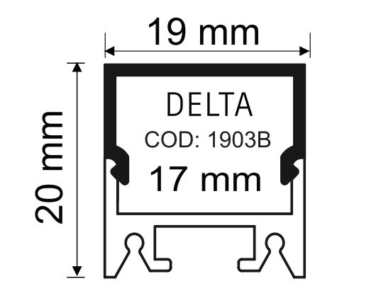 Perfil Sobrepor Alpertone Delta 20x19mm Barra 3 Metros 903A3L / 903B3L / 903P3L