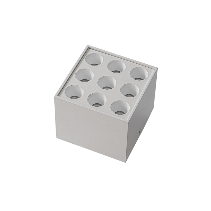 Spot Sobrepor Nordecor Downlight Powerus 9 Focos 18 watts 3000K Branco IRC90 24° Bivolt 96x96x81mm 6858