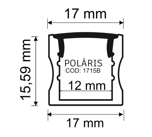 Perfil Sobrepor Alpertone Polaris 16x17mm Barra 3 Metros 715A3L / 715B3L / 715P3L